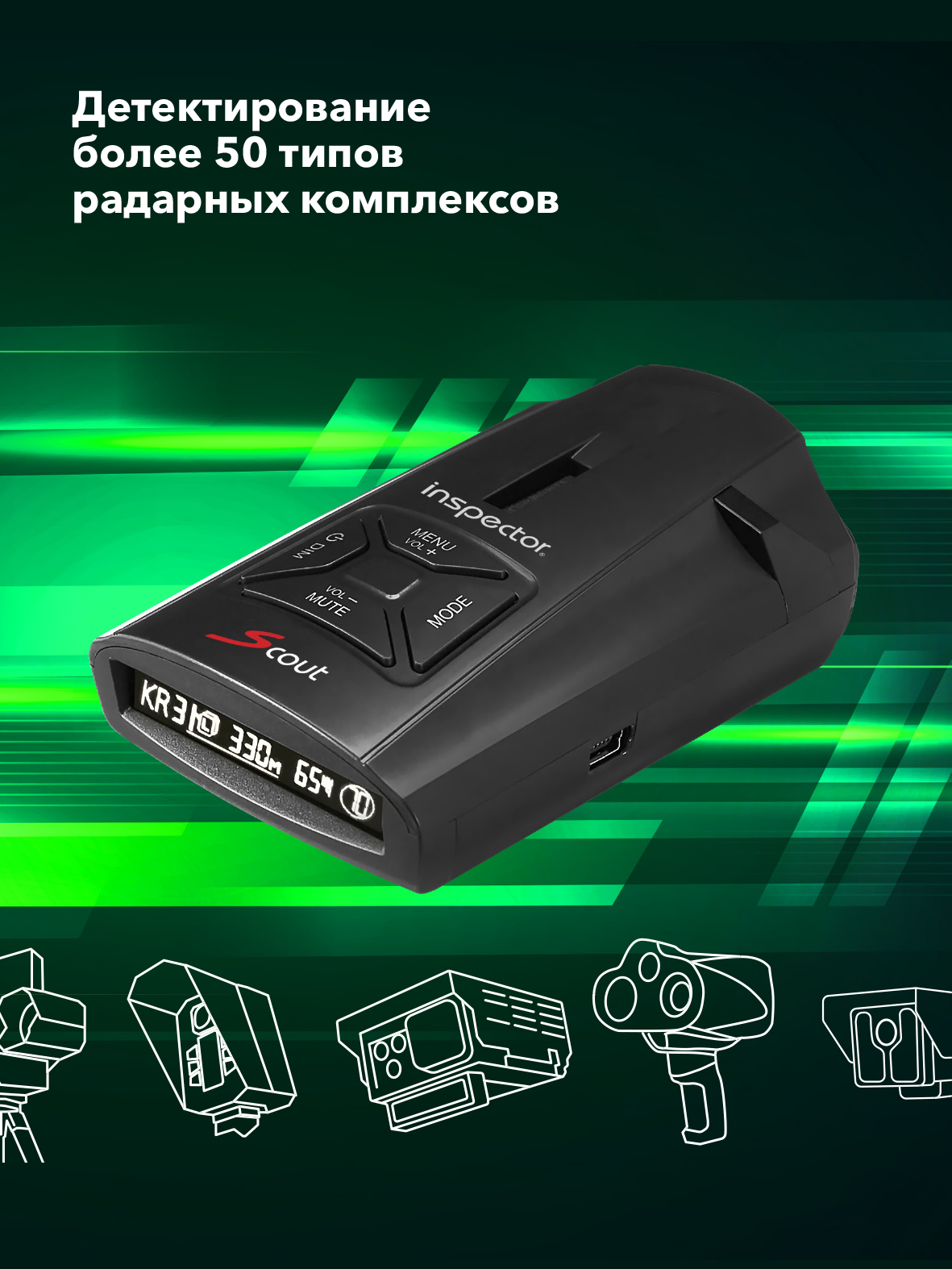Сигнатурный радар-детектор Inspector Scout с LNA-усилителем Сигнатурный радар-детектор Inspector Scout с LNA-усилителем